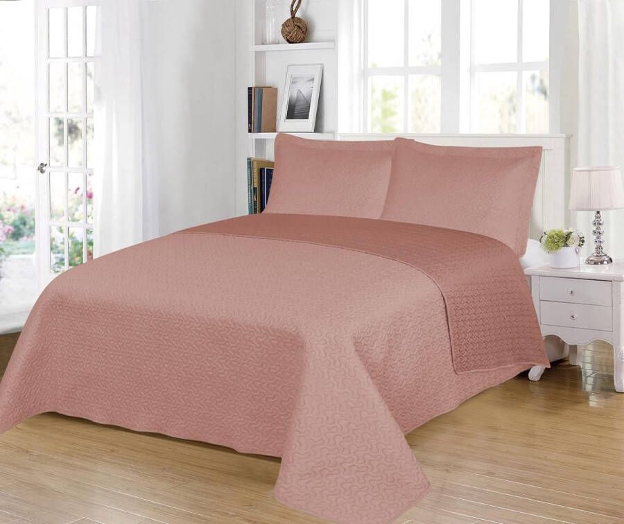 Sprei omkeerbaar eenkleurig 100% microvezel extra zacht veelzijdig te gebruiken voor lente en zomer inclusief 2 kussenslopen voor bedden 140 150 160-250 x 260 cm roze