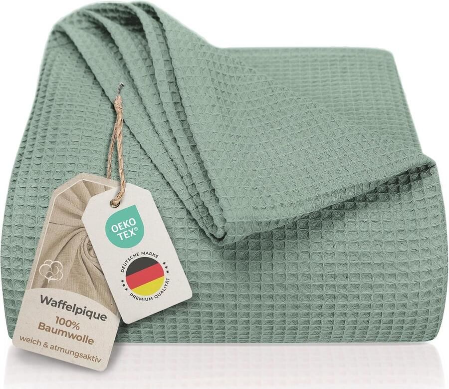 Sprei XXL 220 x 240 cm Wafelpiqué Katoen Lichte Zomer Deken voor Bed en Bank
