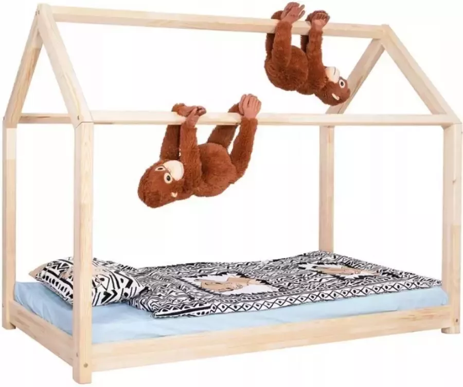 Springos Kinderbed Huisbed Peuterbed 86 x 170 CM Naturel