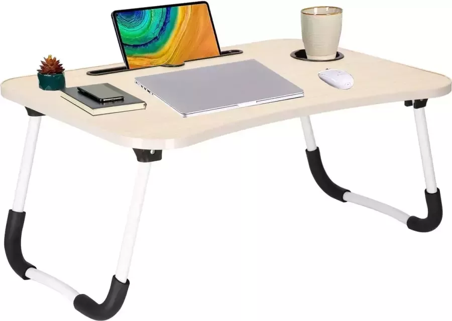 Springos Laptoptafel Bedtafel Tablethouder Laptopstandaard 60 x 40 cm Beige