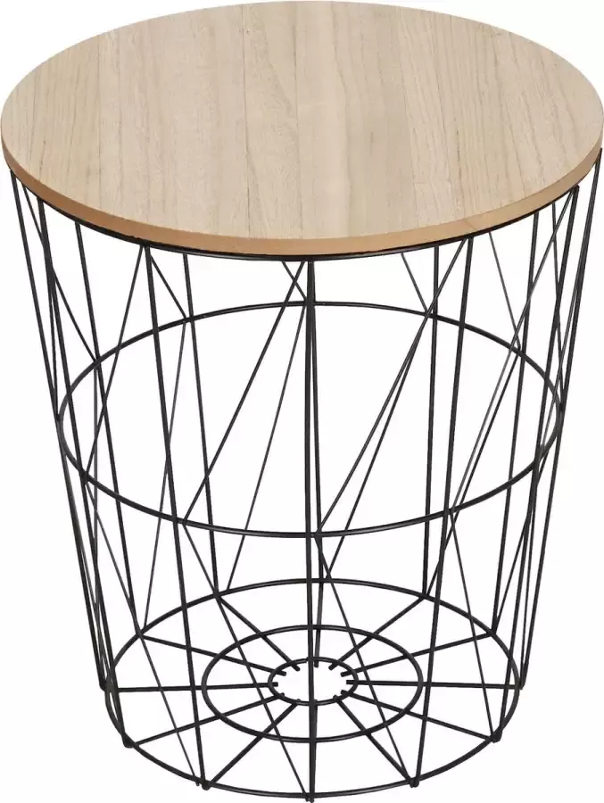 Springos Salontafel Rond Bijzettafel 1 Stuk 40 cm Zwart Hout