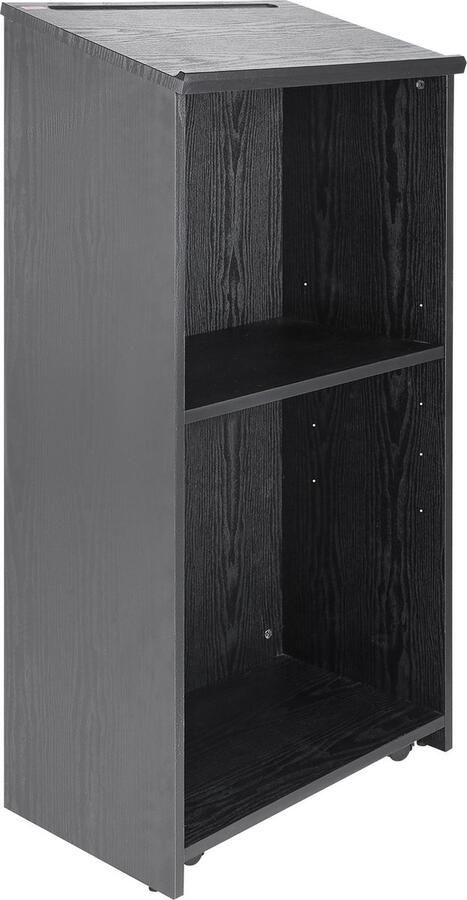 Sta-bureau lessenaar 600 x 360 x 1200 mm podiumstandaard met breed leesgedeelte en opbergplank sta-bureau voor kerk kantoor school zwart podium 30 kg draagvermogen zwart