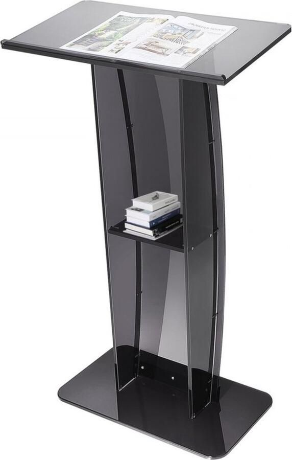 Sta-bureau Lessenaar 685x330x1198 mm Met Opbergplank Zwart