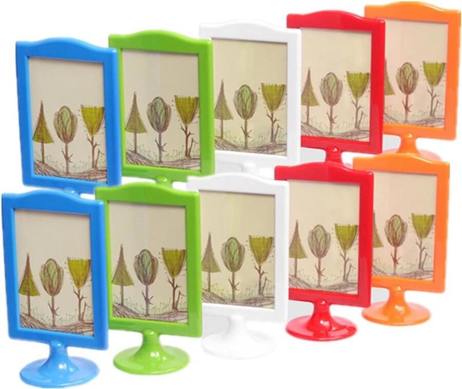 Staand Frame Fotolijsten Set van 10 5 Kleuren 4x6 Dubbelzijdig Voor School Bruiloft Feest Tafel Nummers Houder