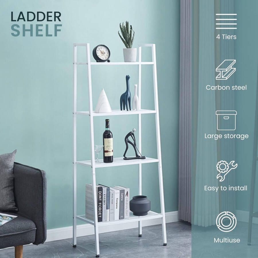 Staand rek verticaal boekenkast boekenrek multifunctionele boekenkast voor woonkamer keuken badkamer kantoor opbergkast met 4 planken - Foto 2