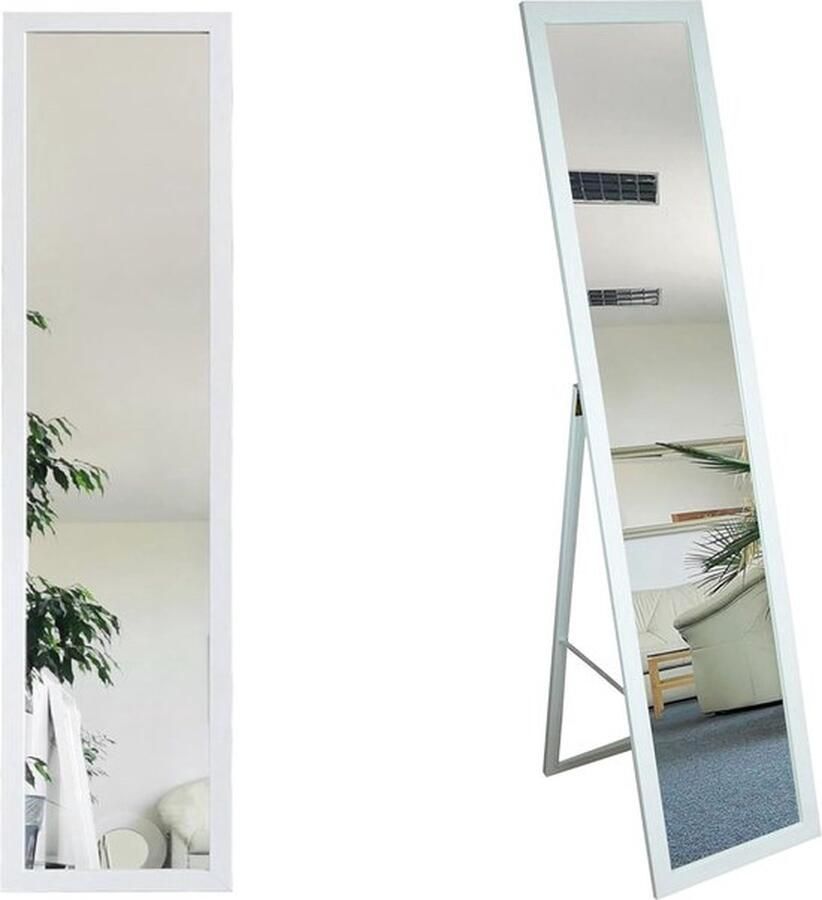 Staande aankleedspiegel wit rustiek voor garderobe tijdloze elegante mdf-lijst
