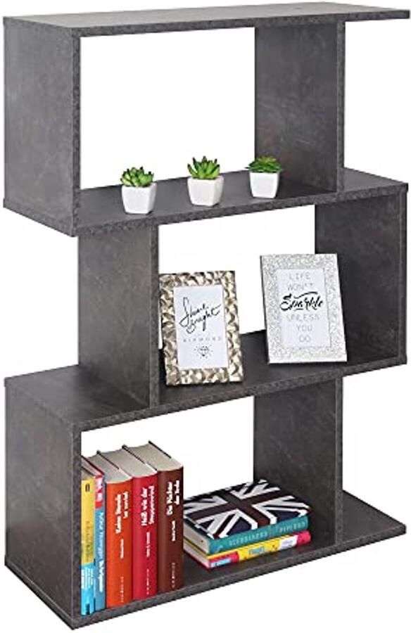 Staande Boekenkast Betonlook Grijs 97 x 70 x 25 cm Ruimteverdeler