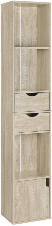 Cosas Buenas WOLTU Boekenkast Licht Eiken Staand Plank Laden Deur 30x158x24cm Woonkamer Slaapkamer