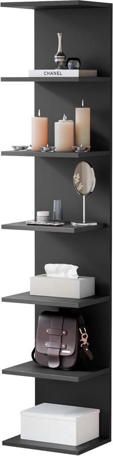 Staande boekenkast wandkast planken boekenplank opbergplanken voor slaapkamer woonkamer badkamer keuken kantoor 7 planken zwart