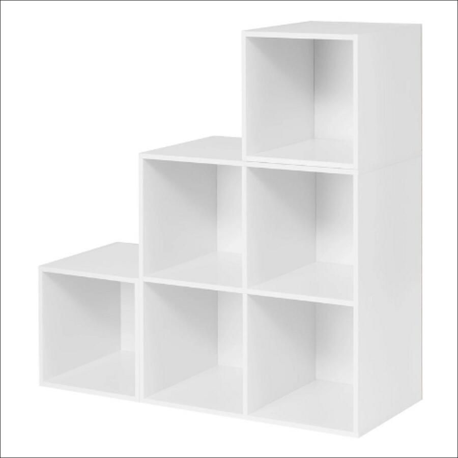 Staande Display Cube Plank boekenkast met 6 vakken wit multifunctionele opbergkast verstelbare vakken moderne woon- en studiekast stevig ontwerp 10 kg per plank