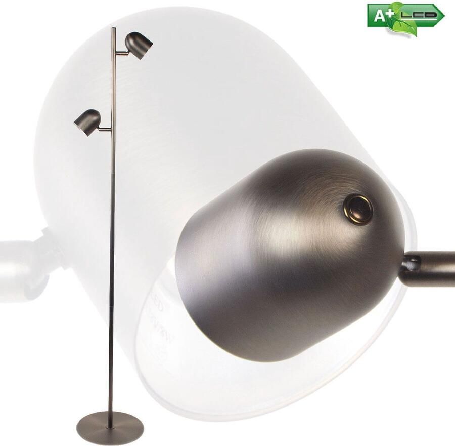 Staande dubbele leeslamp brons met dimfunctie 4302.32