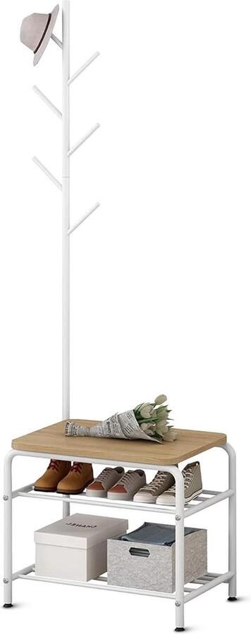 Staande Kapstok met Schoenenrek Multifunctioneel Geschikt voor elke gang 1 stuk Zwart Hout 177 cm