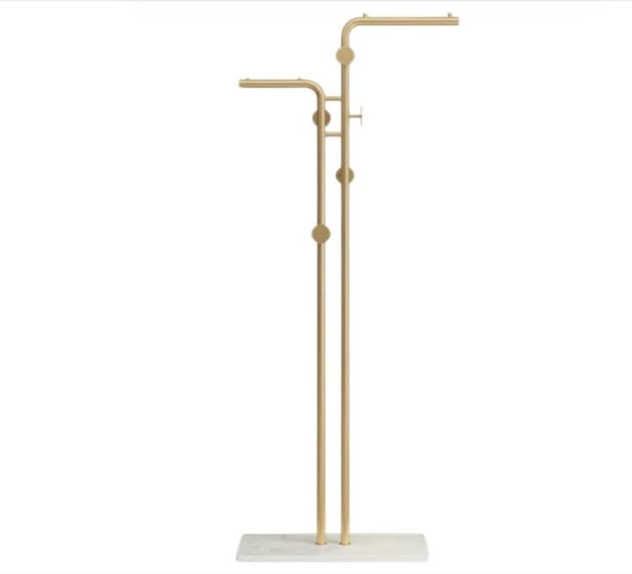 Staande Kapstok met Wit Marmeren Voet en 5 Haken Modern Kledingrek voor Hal of Slaapkamer H170 x B60 cm