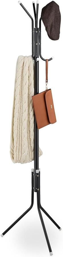 Staande kapstok praktische garderobe zwart metaal 169x40x48 cm