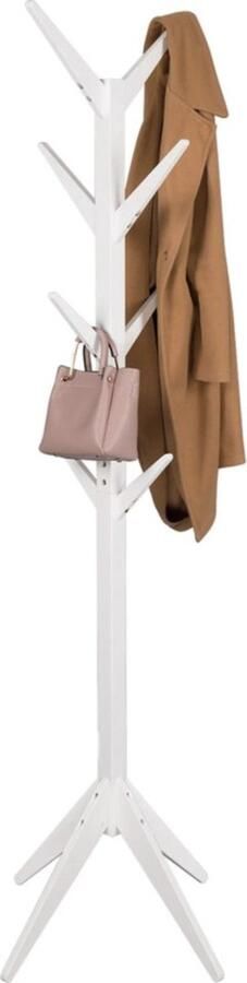 Bolt Edge Staande Kapstok Premium Hout 8 Haken Wit 180cm Hoog