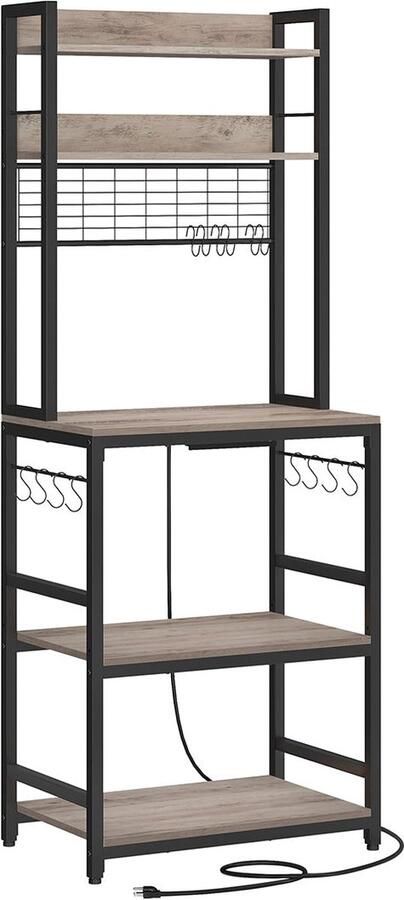 Rootz Living Greige zwarte spaanplaat stalen taartrek bakstandaard gebakplank stevige constructie ruim ontwerp eenvoudige montage 40 cm x 60 cm x 170 cm