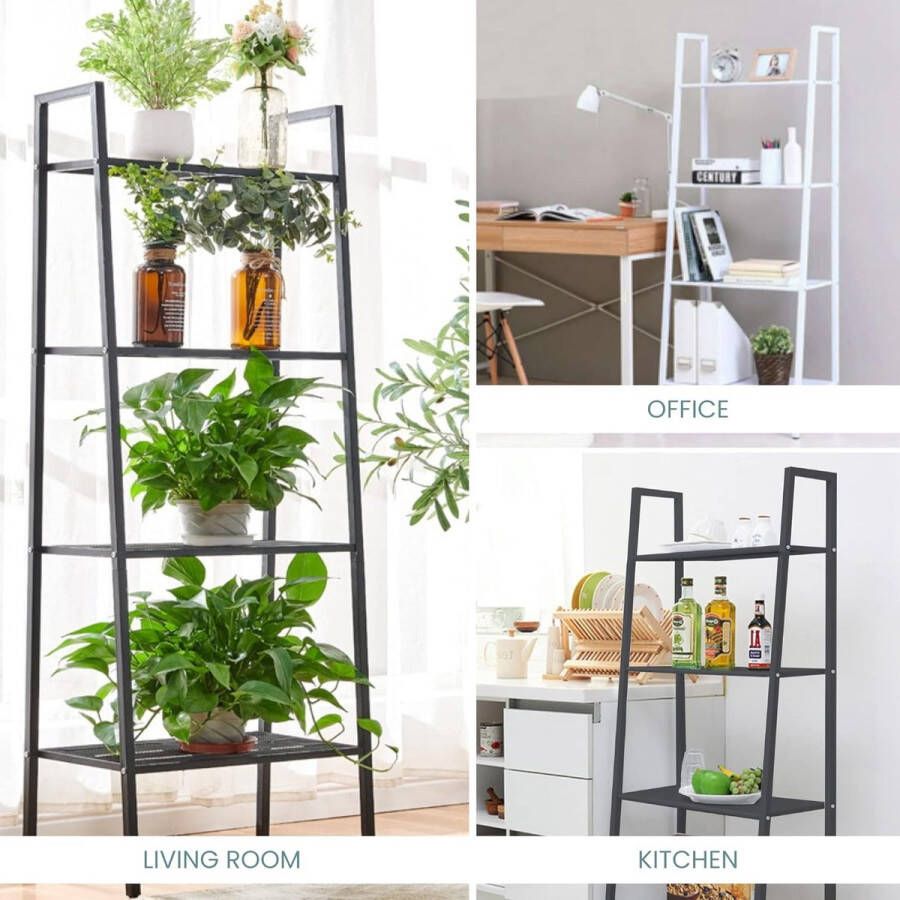 Staande plank verticale boekenkast multifunctionele boekenkast voor woonkamer keuken badkamer kantoor opbergkast met 4 planken