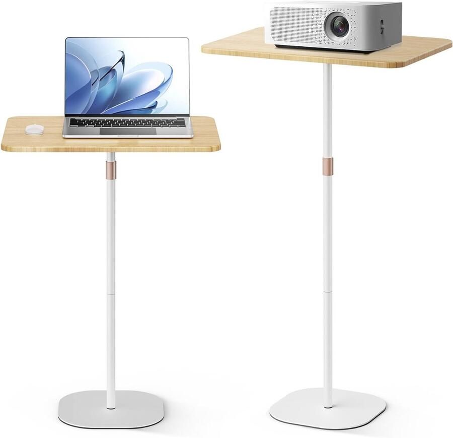 Staantafel Mobiele Bartafel Laptoptafel Met Verstelbare Hoogte Van 46-120 Cm Staande Werkplek Voor Studiowerk Mobiele Computertafel Voor Kantoor Bed Bank Wit - Foto 2