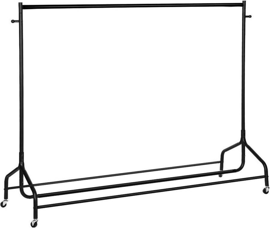Stabiel kledingrek met wielen en planken Metaal kledingstang kapstok voor binnen en buiten