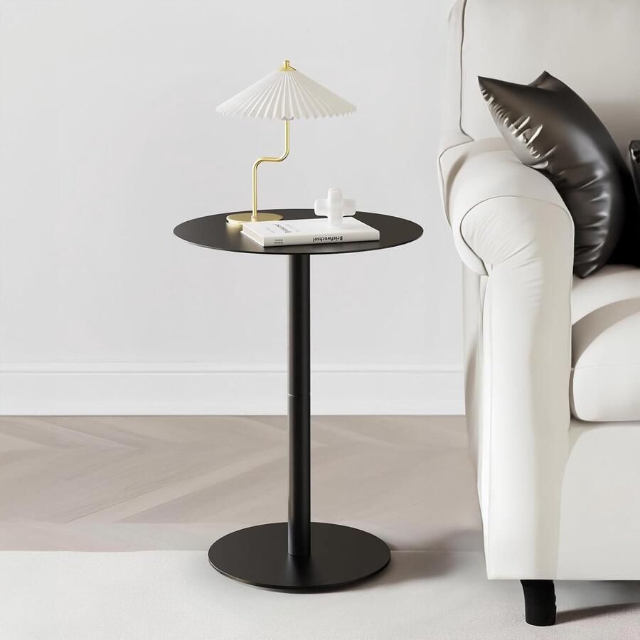 Stabiele 2-traps bijzettafel Modern en praktisch 1 stuk zwart metaal 40x40 cm