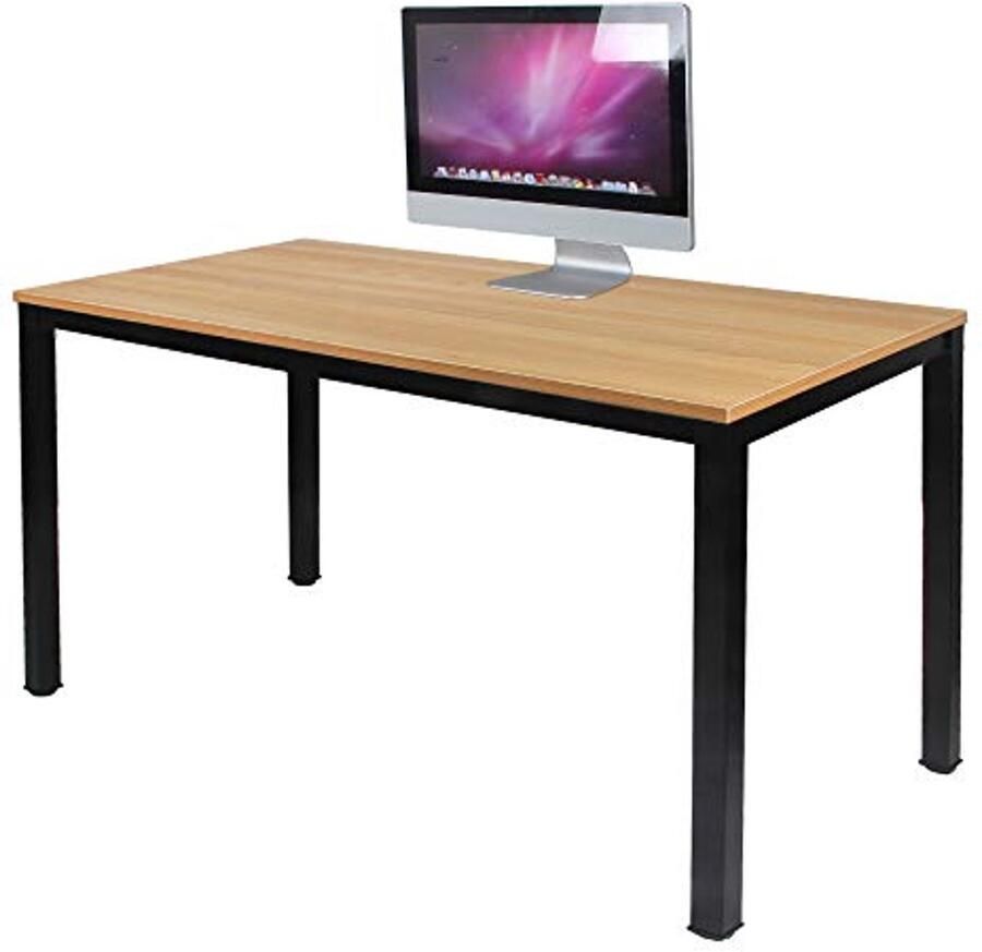 Stabiele Bureau PC-tafel van Hout en Staal 120 x 60 x 75 cm Eenvoudige Montage en Tijdloos Design