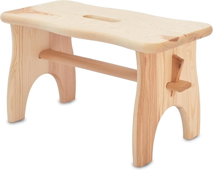 Stabiele Houten Kruk Opstapkruk van Natuurlijke Grenenhout voor Kinderen Comfortabele Voetenbank 38 x 18 x 21 cm
