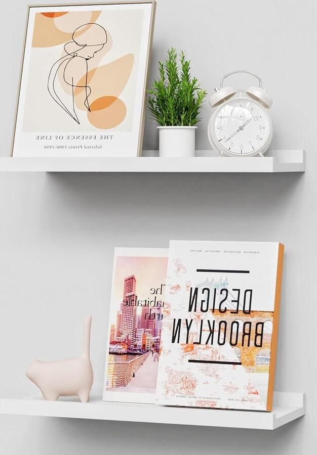 Stabiele MDF wandplank met verbeterde lipbescherming Zwevende planken eenvoudige montage stijlvol minimalistisch ontwerp 150mm diep 400mm breed 30mm hoog