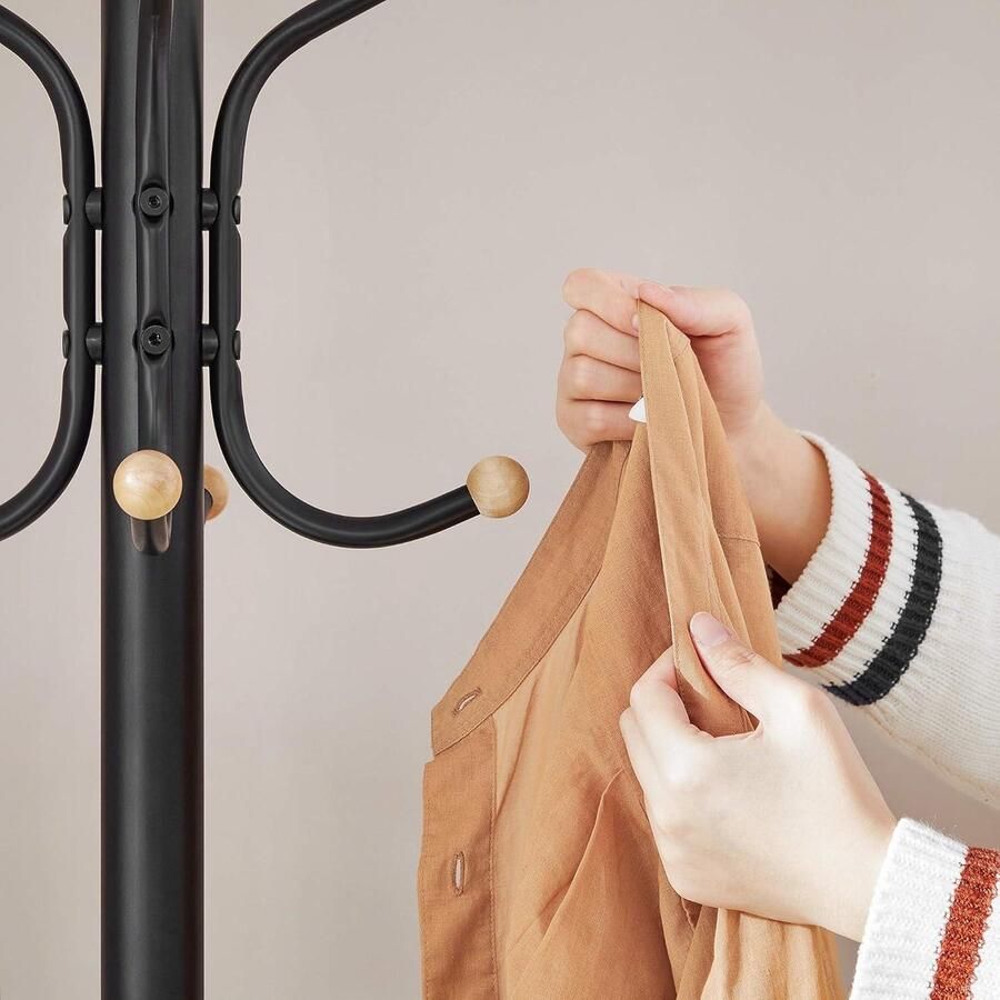 Stabiele metalen kapstok Garderobestandaard hoogte ca. 182 cm zwart RCR19B