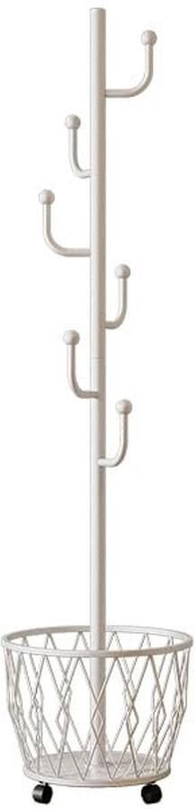 Stabiele metalen kapstok met 6 haken en 360° wielen voor jassen en tassen