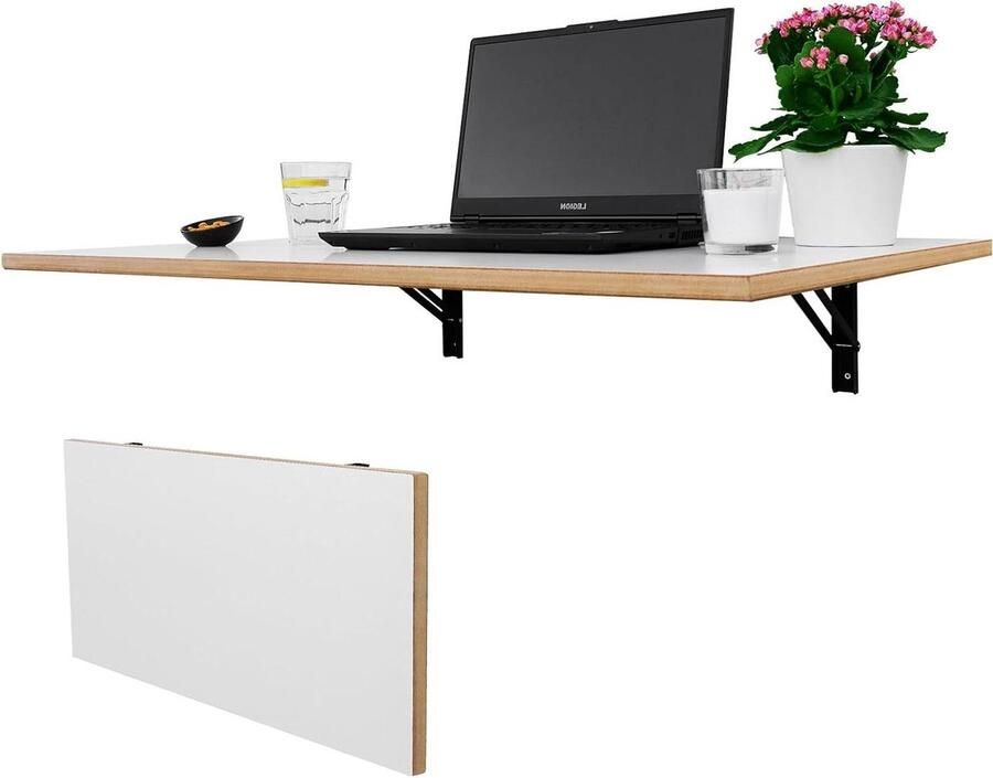 Stabiele opvouwbare wandklaptafel van massief hout ruimtebesparende keukentafel en zwevend bureau MDF klaptafel met laminaat klaptafel wandmontage