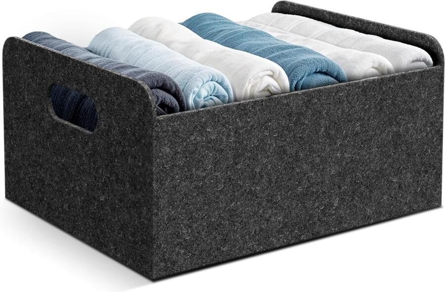 Stabiele vilten mand opvouwbare organizer geschikt voor rek en kledingkast antraciet vilt