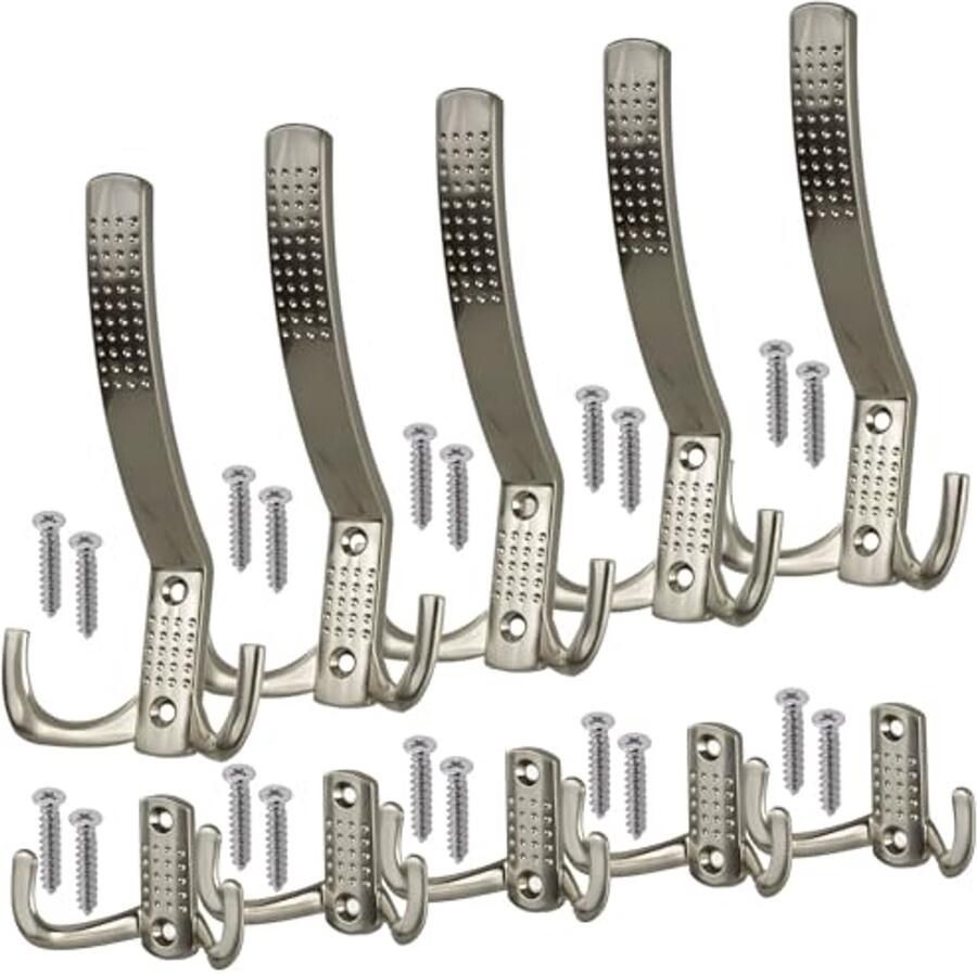 Stahlia kapstokken kapstok (10 stuks) RVS LOOK metalen haken voor vastschroeven haken voor kapstok handdoekhanger