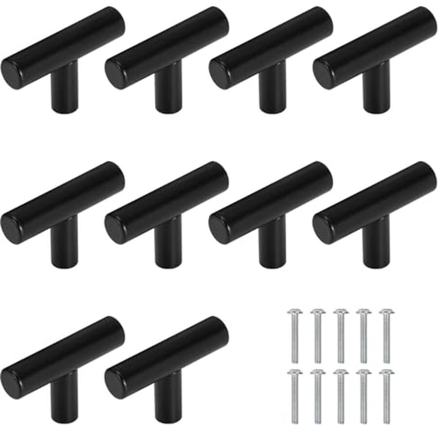 Stainless Steel Meubelknoppen 10 Stuks Zwarte Kastknoppen voor Deuren en Lade