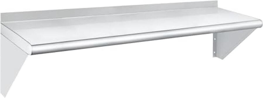 Stainless Steel Wandplank 30.5x122cm 113kg Draagcapaciteit Met Beugels voor Keuken Restaurant Wasruimte en Thuis