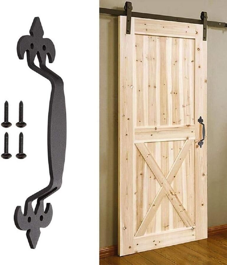 Staldeurgreep Zwarte ijzeren deurklink Handgrepen kast Meubelgrepen Keukengreep zwart Kastgrepen Handgrepen keukenkastjes Meubelgreep Gietijzeren schuifdeurgreep met schroeven