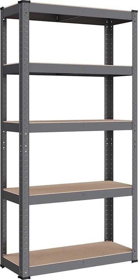 Rootz Living Rootz Stalen Frame Heavy Duty Plank Grijze Plank Verstelbare Planken Gegalvaniseerd Staal MDF 30cm x 75cm x 150cm