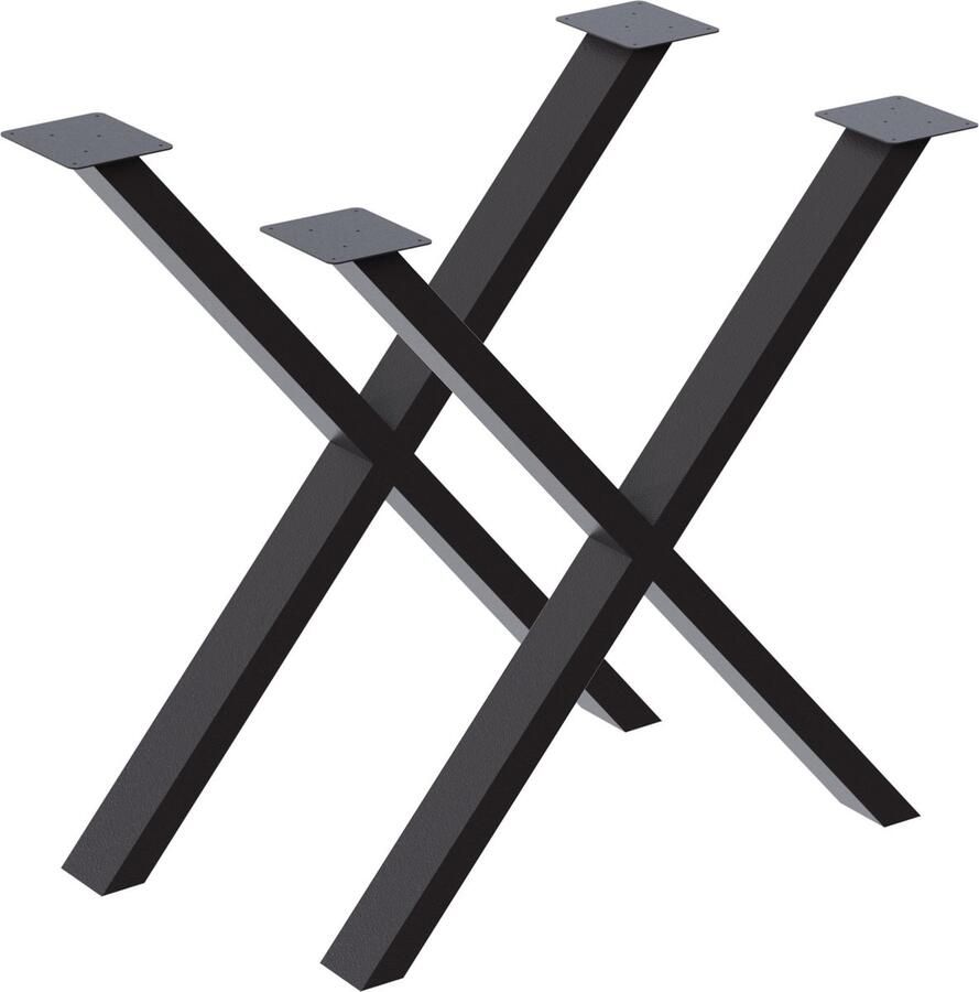 Inandoutdoormatch Stalen Onderstel Antonio Set van 2 X tafelpoot 40x37 cm Mat Zwart Duurzaam