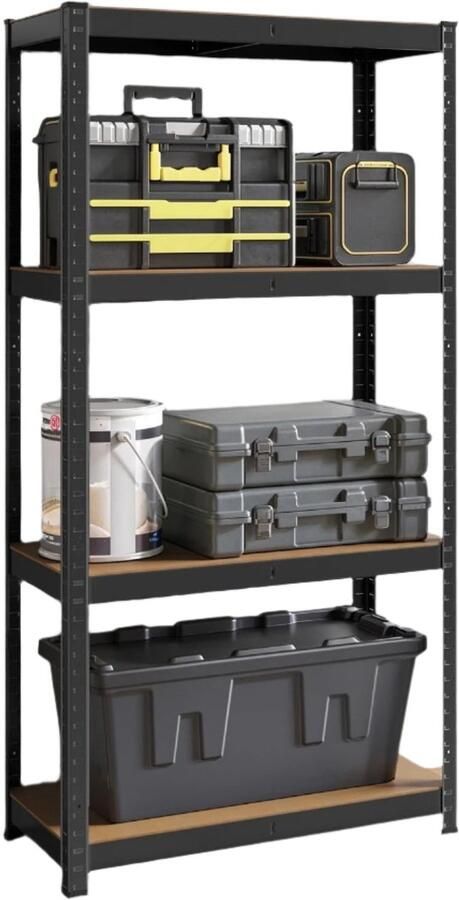 Stand Shelf Bookshelf Warehouse Shelf Durable Storage 40 x 80 x 160 cm Powder-Coated Steel & MDF