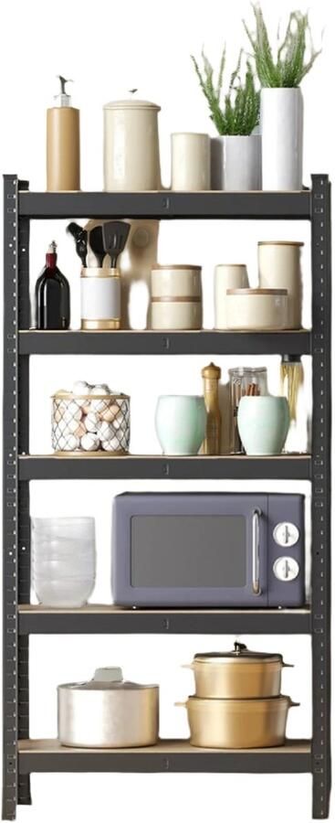 Stand Shelf Bookshelf Warehouse Shelf Sturdy Organization Solution Steel & MDF 30cm x 75cm x 150cm