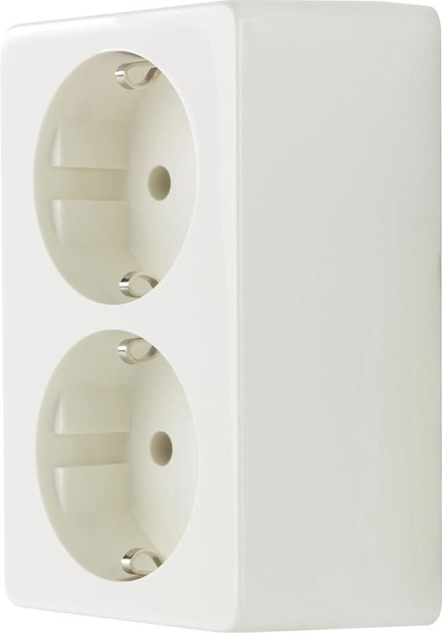 Standaard Dubbel Opbouwcontactdoos 2-voudig met Frame Crèmewit