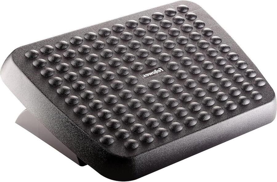 Standaard voetensteun in 2 hoogtes verstelbaar met vrij beweegbaar platform van gerecycled plastic zwart ideaal voor kantoor en thuiskantoor