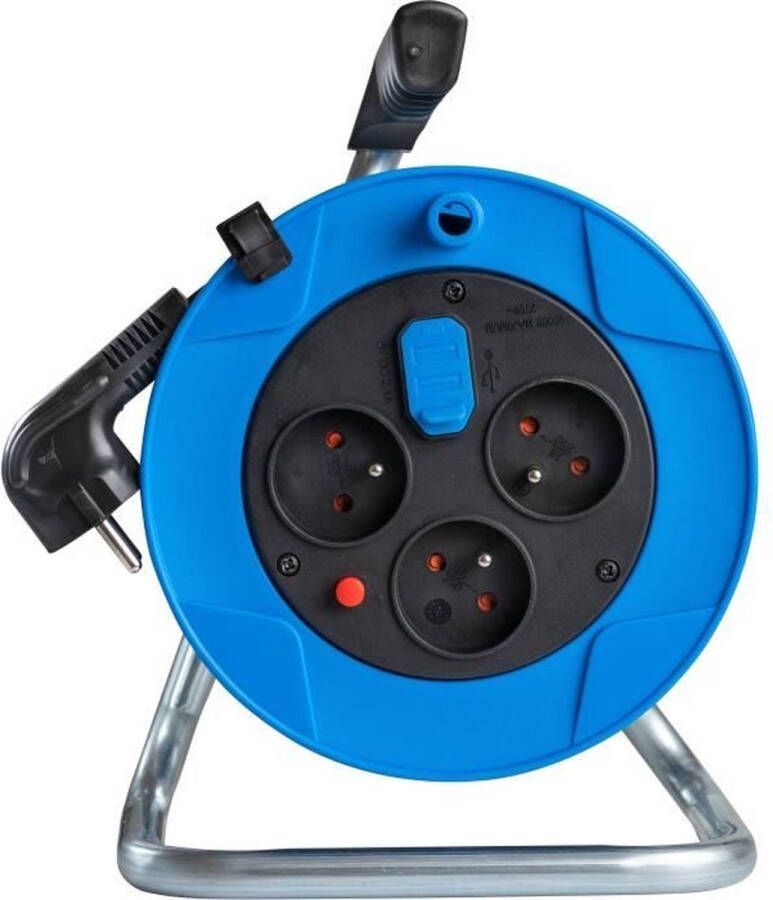 STANDARD BABY S BRENNENSTUHL kabelhaspel 10m 3 stopcontacten + USB Oplaadbaar Gebruik binnenshuis Made in France