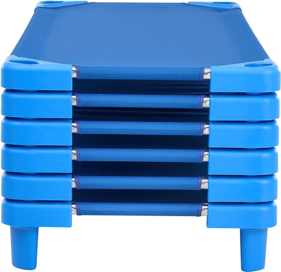 Stapelbaar ledikant set 132 x 58 cm (L x B) 6-pack Draagbaar slaapbed voor peuters Ideaal voor kinderdagverblijven peuterspeelzalen en klaslokalen Blauw Zorgt voor zoete dromen
