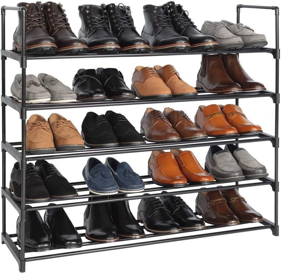 Stapelbaar schoenenrek met 5 niveaus Duurzame opbergoplossing voor schoenen en accessoires