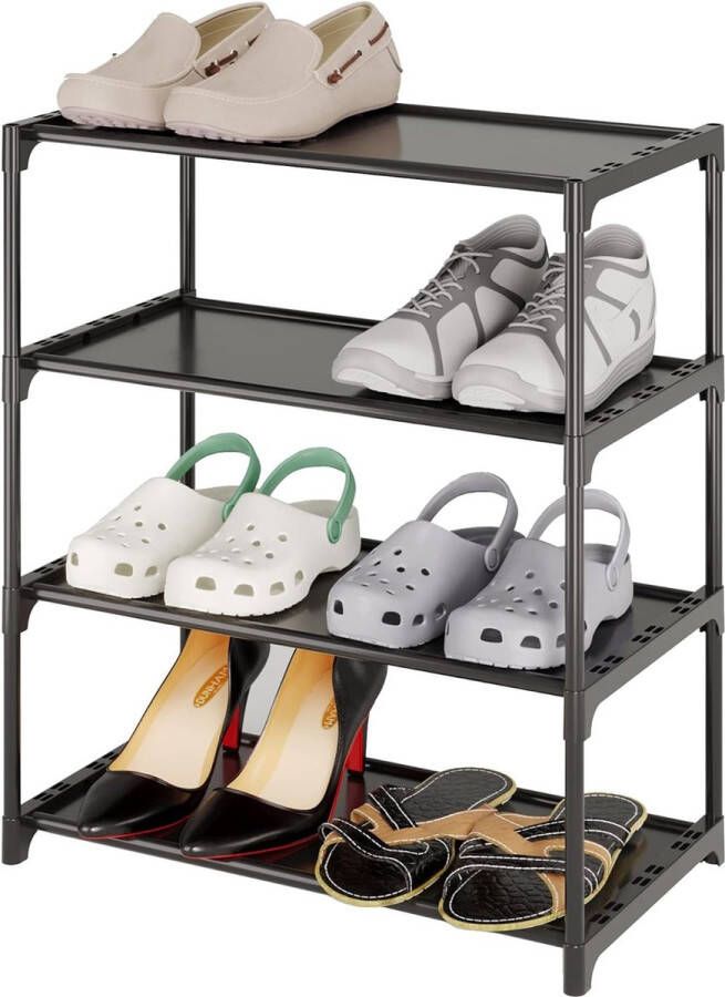 Stapelbare 4-laagse Schoenenrek Lichtgewicht Schoenenrek Opbergorganizer voor de Ingang Gang en Kast (SK-4B)