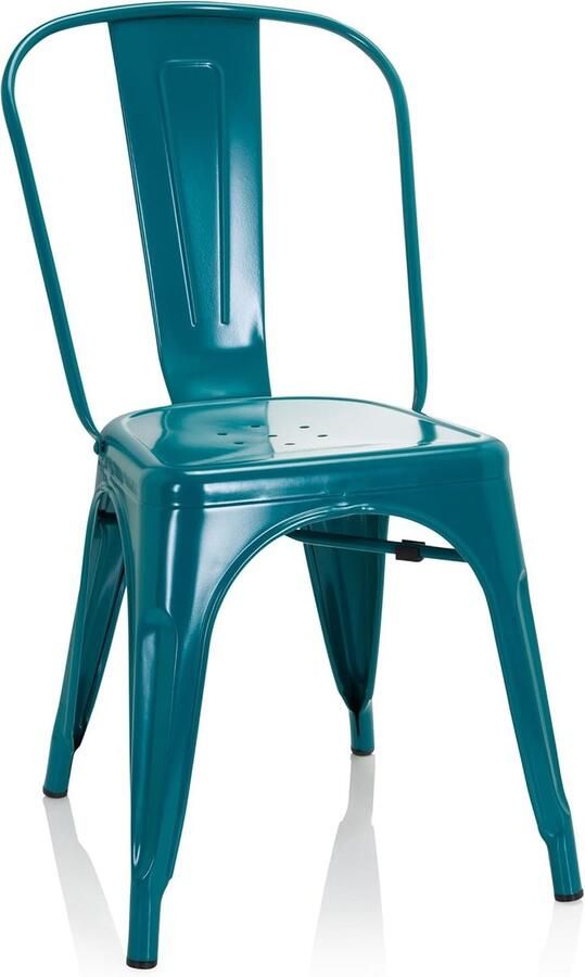 Stapelbare Bistrostoel Industrieel Design Petrol Metaal