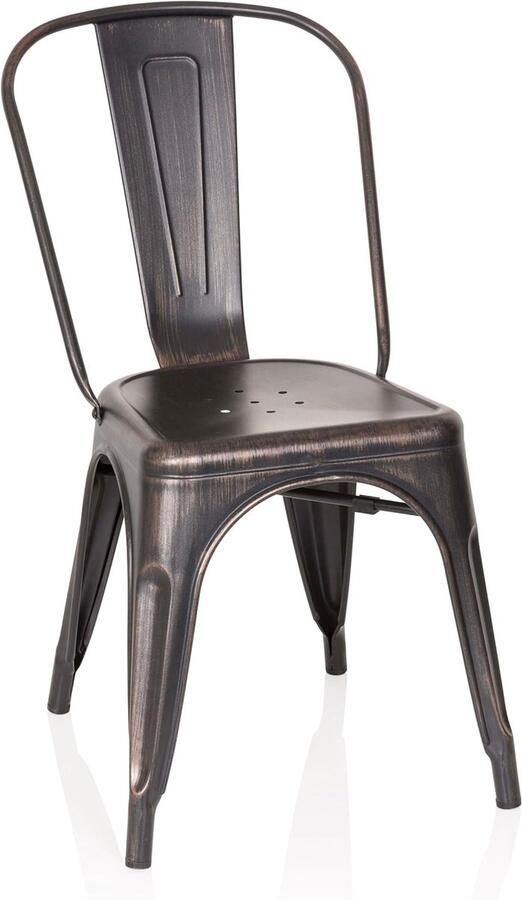 Stapelbare Bistrostoel Industrieel Design Zwart Goud Metaal