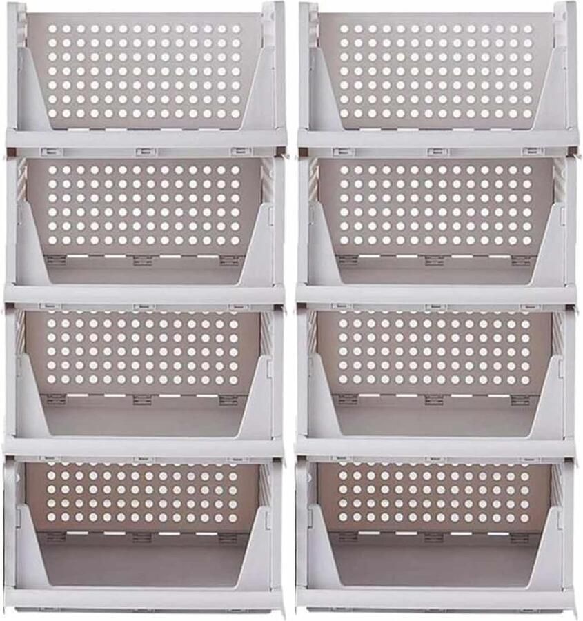 Stapelbare Garderobe Organizer Lade Opbergdoos Kledingkast Opbergdoos voor Kleding Keuken Opslag Badkamer Wit (43 x 33 x 72 cm)