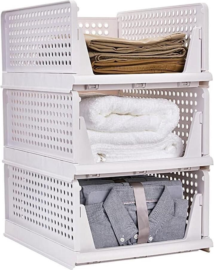Stapelbare Kledingkast Opbergdoos Opvouwbare Opbergkisten Lade Plastic Opbergdozen voor Slaapkamer Keuken Badkamer kledingkast