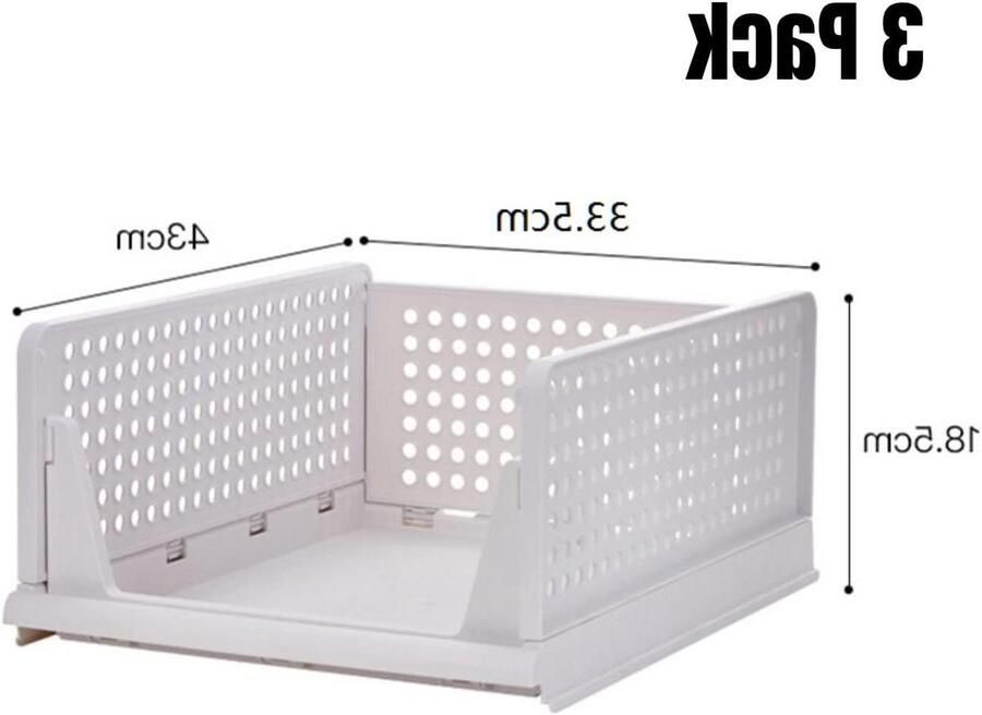 Stapelbare kledingkast opbergdoos Set van 3 stuks Opvouwbaar en plastic Wit 43 x 33 x 185 cm